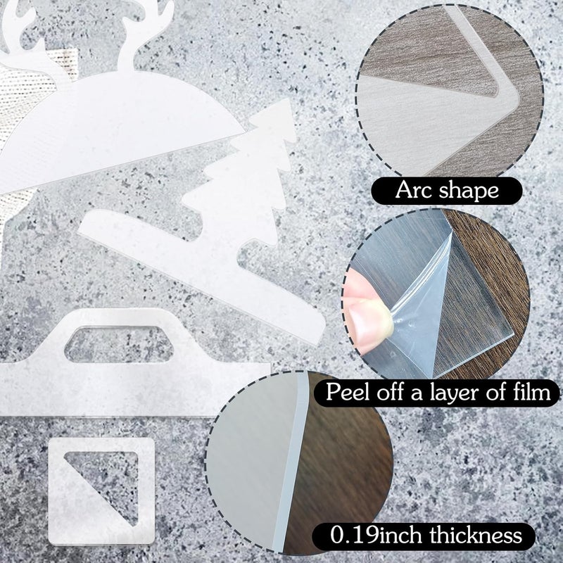 LYMOI 4 Pcs Router Templates, Acrylic Templates for Woodworking, Charcuterie Board Handle Template, 5mm Thick Cutting Board Template Angled Curvy Stencils Guide Tool for Kitchen Xmas Gift (Tree Style) - Image 3